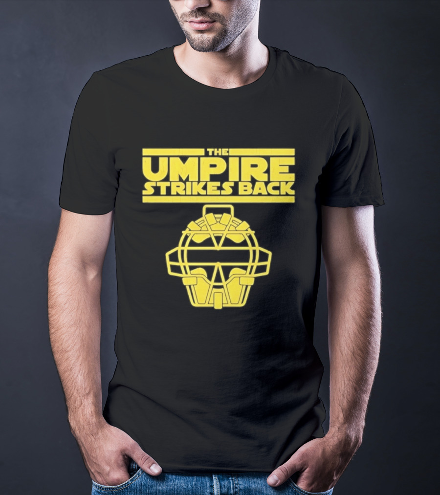The Umpire Strikes Back Baseball Umpire Mask Retro Yellow T-Shirt