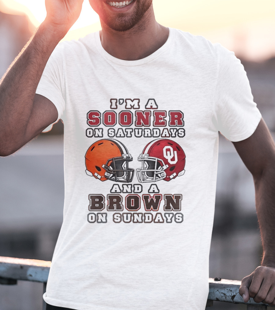 I'm A Sooner On Saturdays And A Brown On Sundays Football Helmets T-Shirt