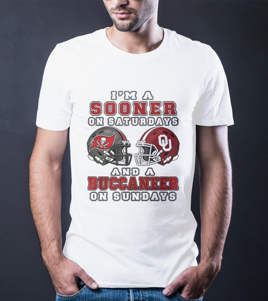 I'm A Sooner On Saturdays And A Buccaneer On Sundays Football Helmets T-Shirt