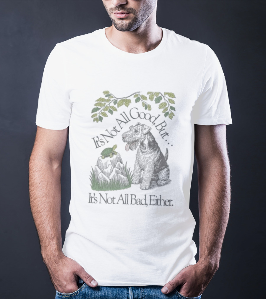 It's Not All Good But It's Not All Bad Either Dog And Turtle Under Yellow Leaves T-Shirt