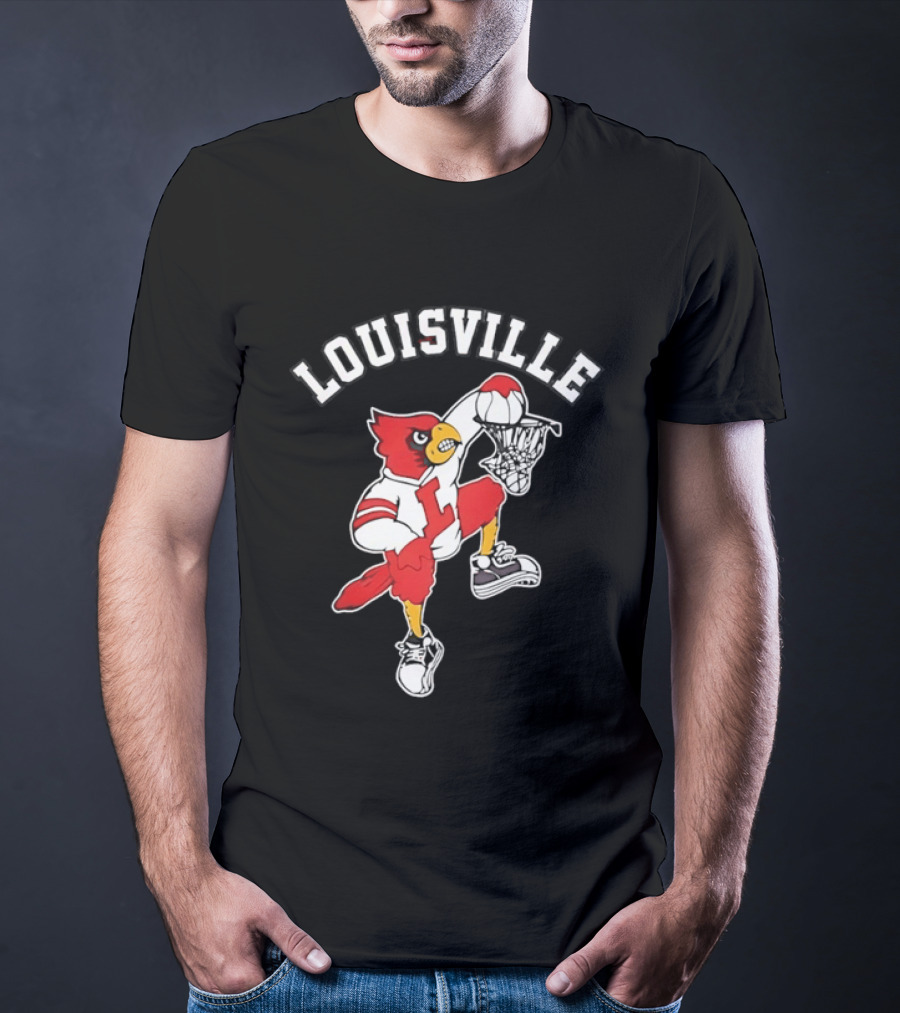 Louisville Cardinals Basketball Mascot Dunking T-Shirt
