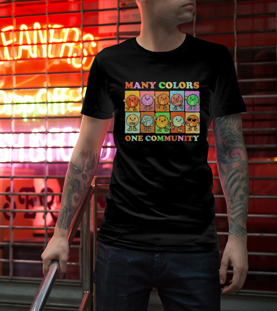 Many Colors Kindness One Community Cartoon Characters T-Shirt