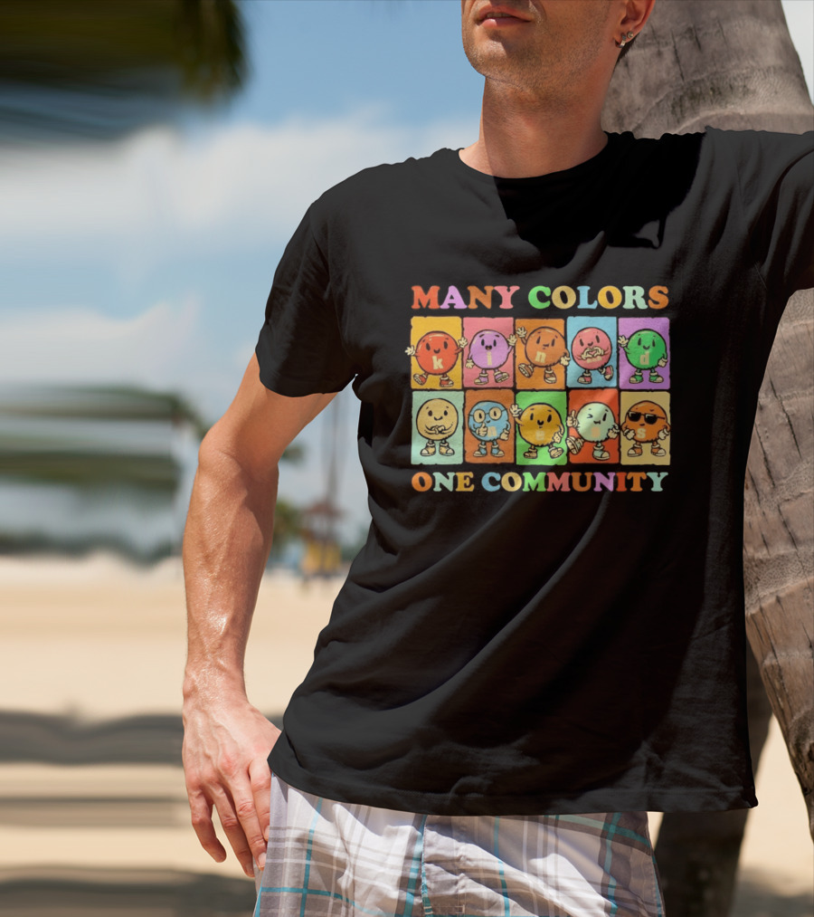 Many Colors Kindness One Community Cartoon Characters T-Shirt