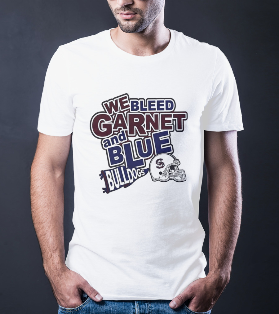 We Bleed Garnet And Blue Bulldogs South Carolina State Football T-Shirt
