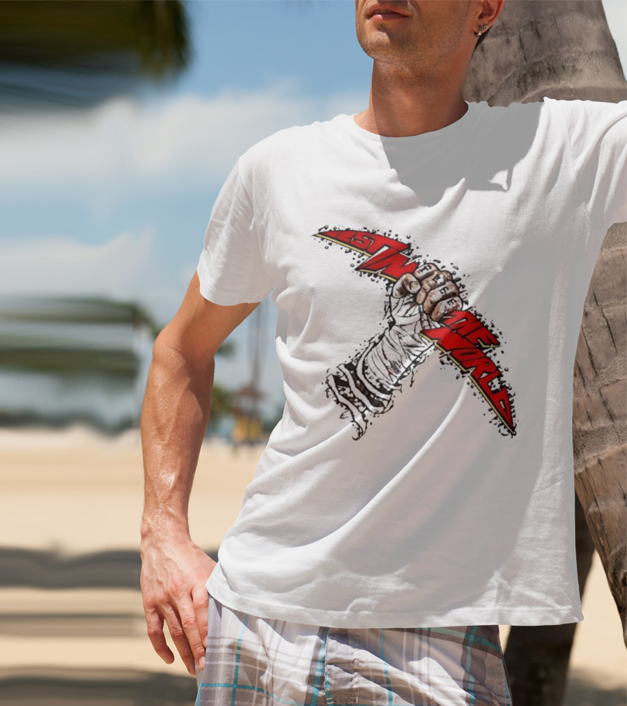MMA Fighter Fist Power Justin The World Red And Black T-Shirt