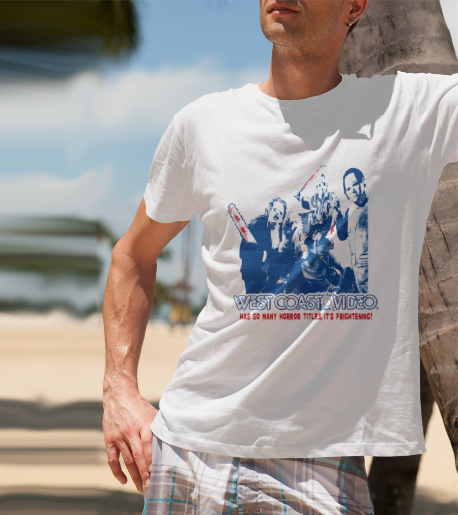 West Coast Video Horror It's Frightening Slasher Movie Halloween T-Shirt