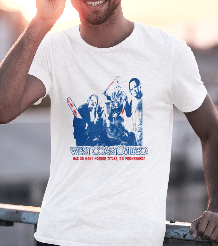 West Coast Video Horror It's Frightening Slasher Movie Halloween T-Shirt