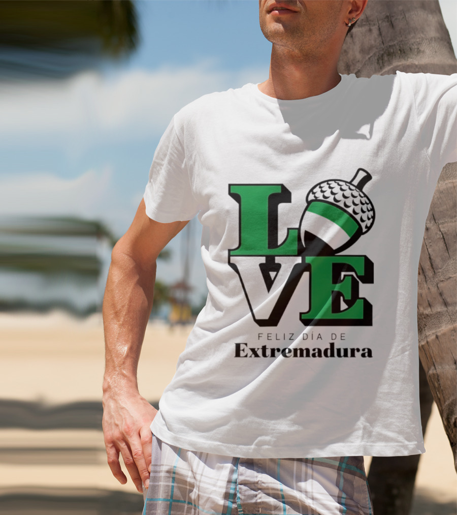 Love Feliz Día De Extremadura Acorn Icon Spain Celebration T-Shirt