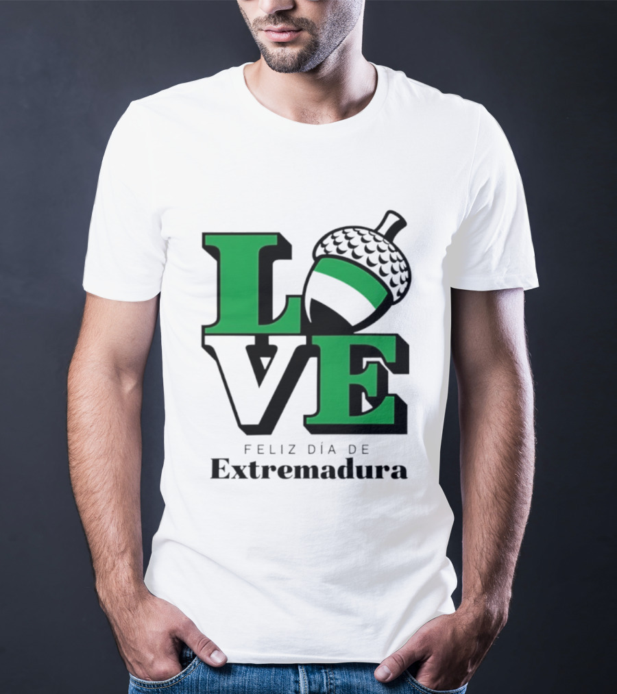 Love Feliz Día De Extremadura Acorn Icon Spain Celebration T-Shirt