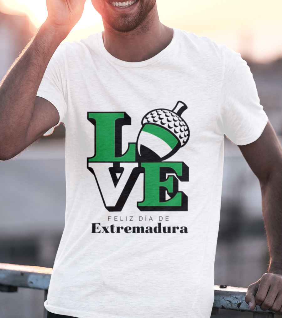 Love Feliz Día De Extremadura Acorn Icon Spain Celebration T-Shirt