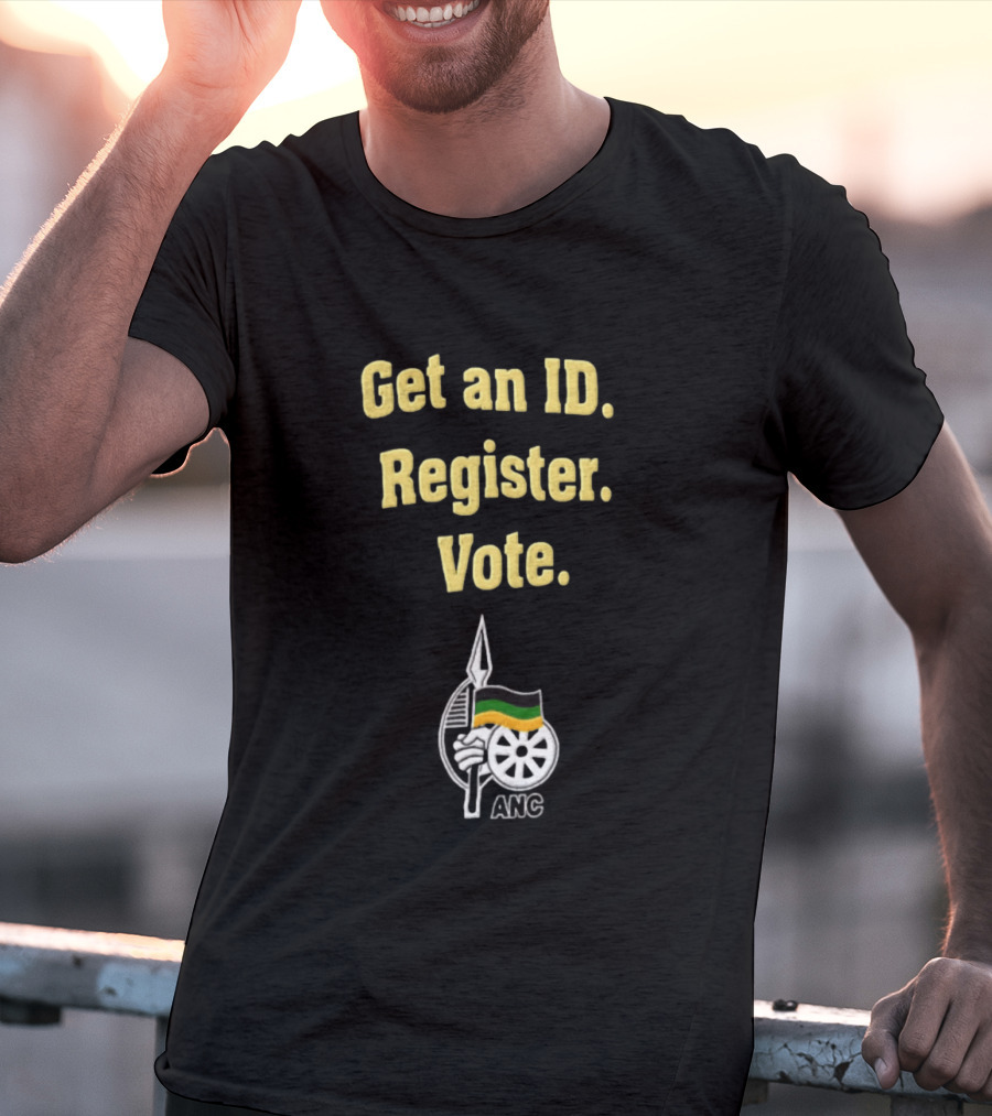 ANC Get An ID Register Vote Encouragement With Iconic Spear And Wheel T-Shirt