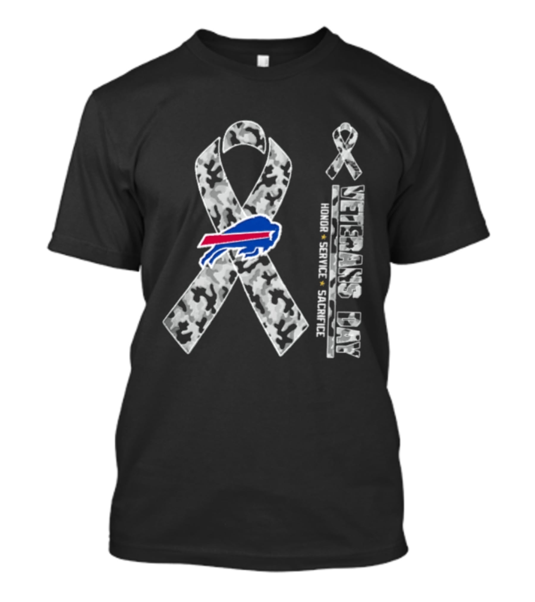 Buffalo Bills Camo Ribbon Veterans Day Honor Service Sacrifice T-Shirt
