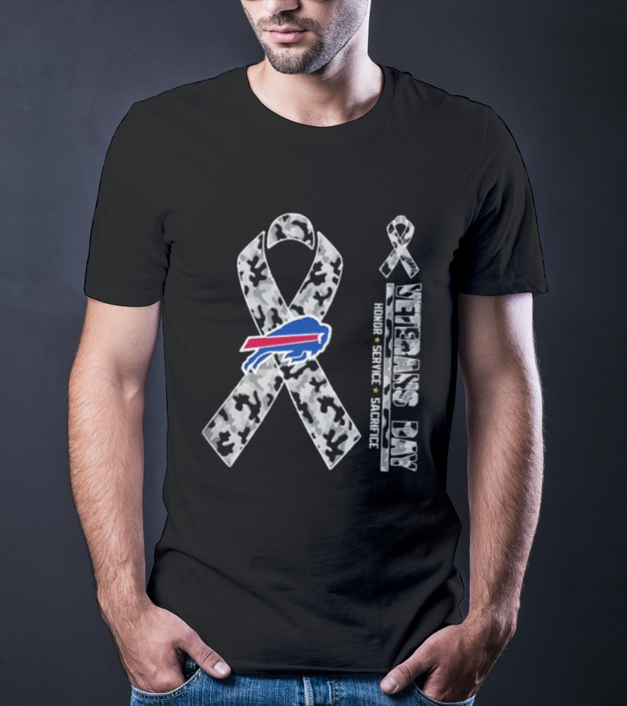 Buffalo Bills Camo Ribbon Veterans Day Honor Service Sacrifice T-Shirt