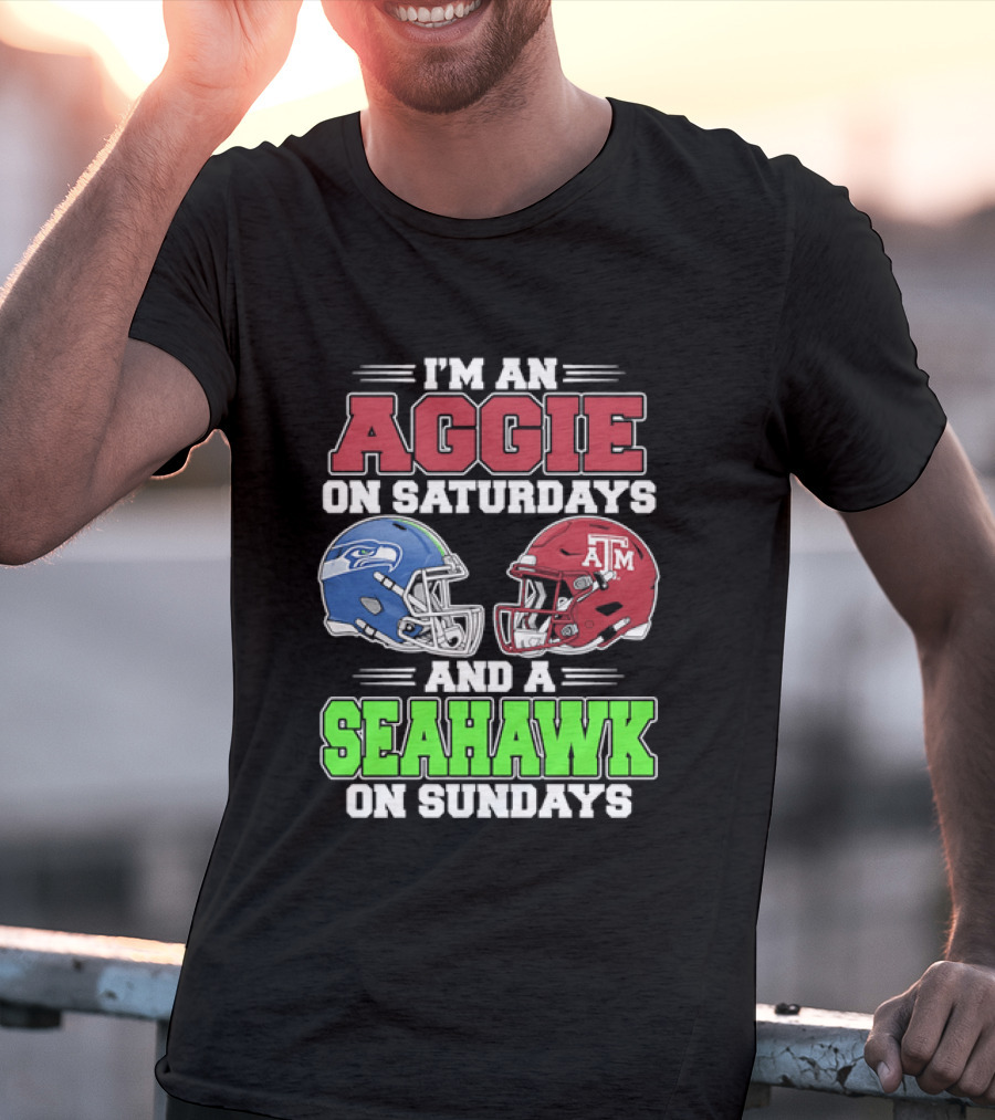I'm An Aggie On Saturdays And A Seahawk On Sundays Football Helmets T-Shirt