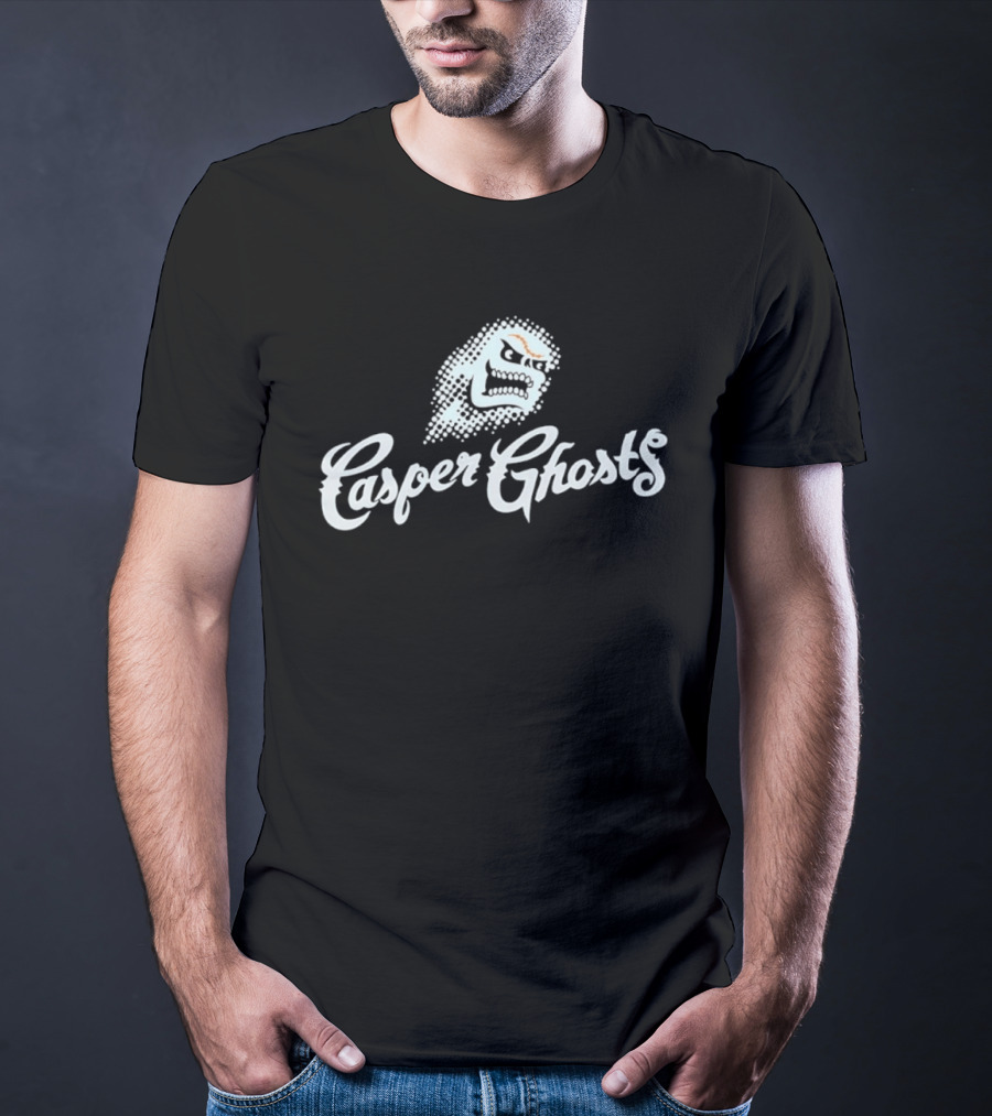 Casper Ghosts Minor League Baseball Team Spooky Logo With Mascot Head T-Shirt