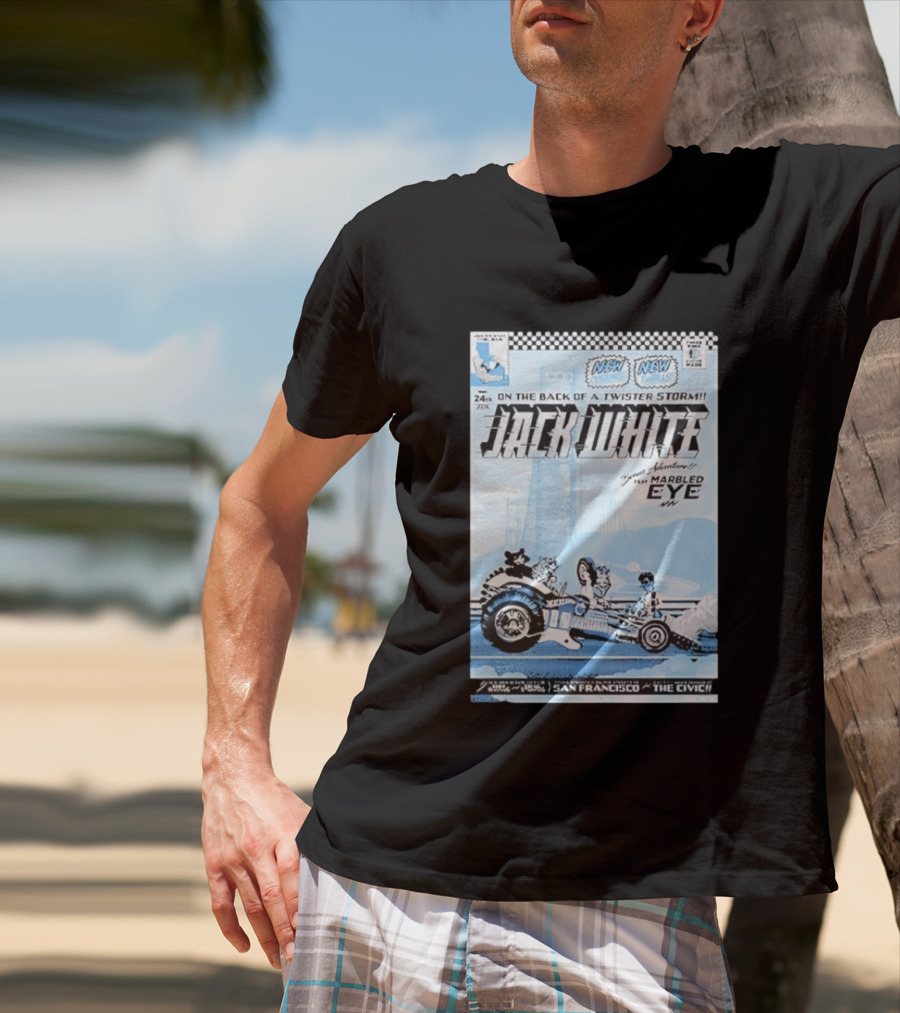 Jack White Twister Storm SF Comic Book Adventure Featuring Marbled Eye San Francisco The Civic T-Shirt