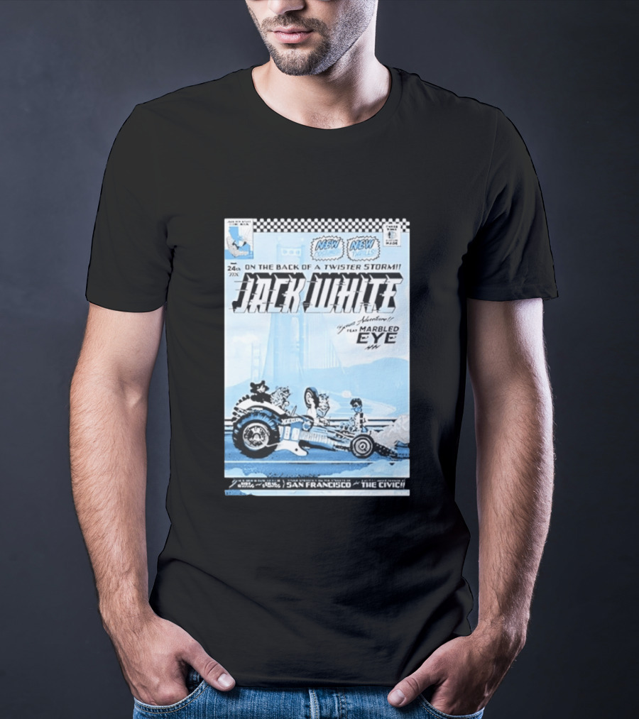 Jack White Twister Storm SF Comic Book Adventure Featuring Marbled Eye San Francisco The Civic T-Shirt