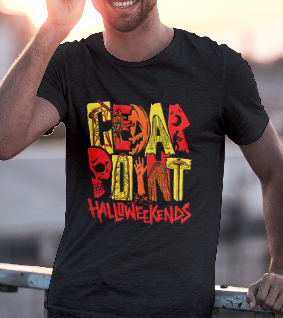 Cedar Point Halloweekends Roller S Scarecrow Skull Zombie Halloween Event T-Shirt
