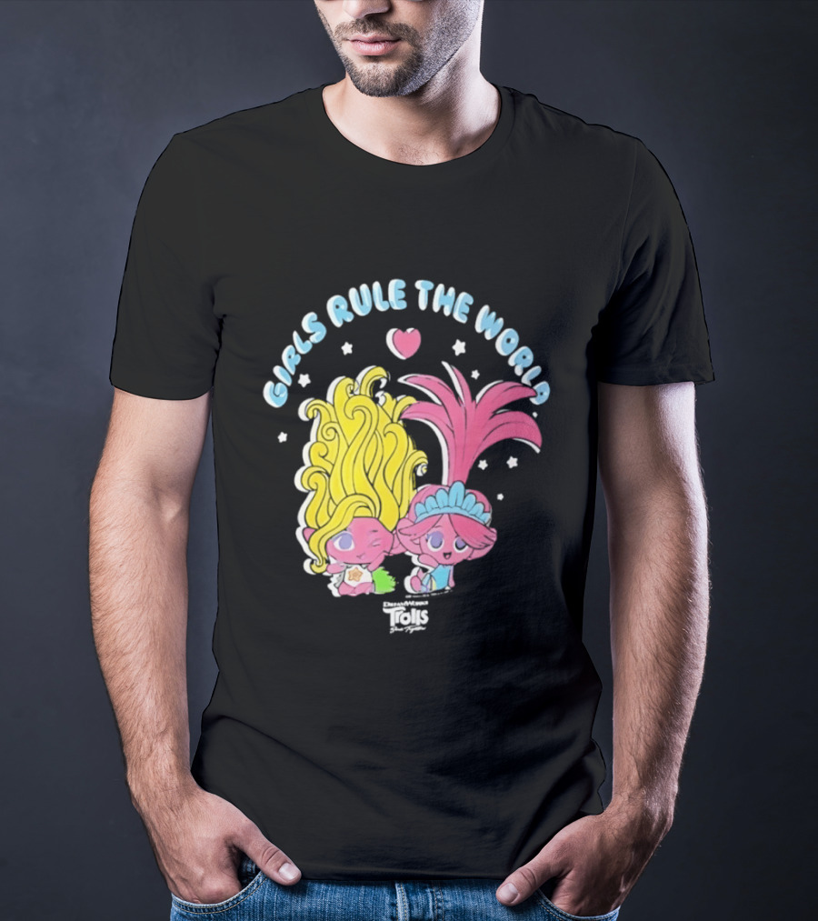 DreamWorks Trolls Band Together Girls Rule The World Bright Colorful T-Shirt