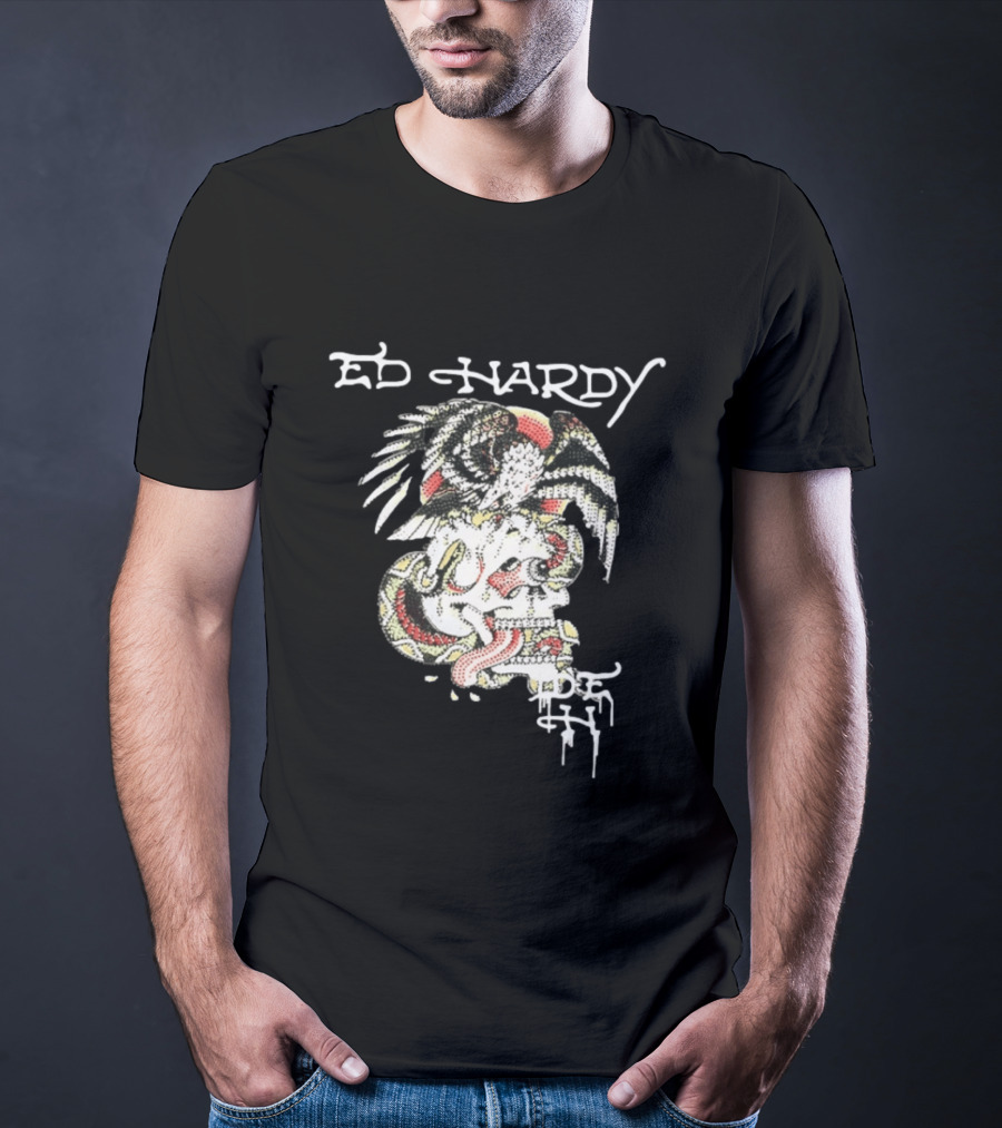 Ed Hardy Skull Eagle Rhinestone Y2K Fashion T-Shirt