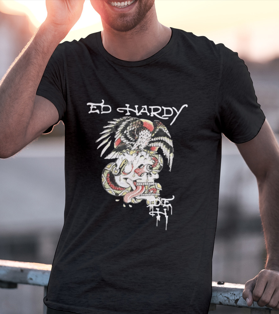 Ed Hardy Skull Eagle Rhinestone Y2K Fashion T-Shirt