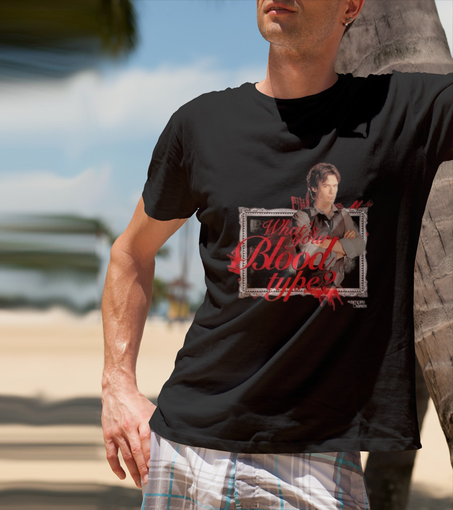 The Vampire Diaries Damon Salvatore What's Your Blood Type Framed T-Shirt