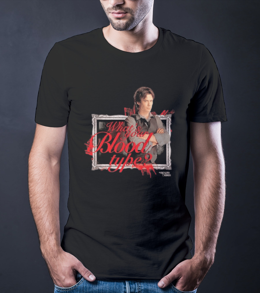 The Vampire Diaries Damon Salvatore What's Your Blood Type Framed T-Shirt