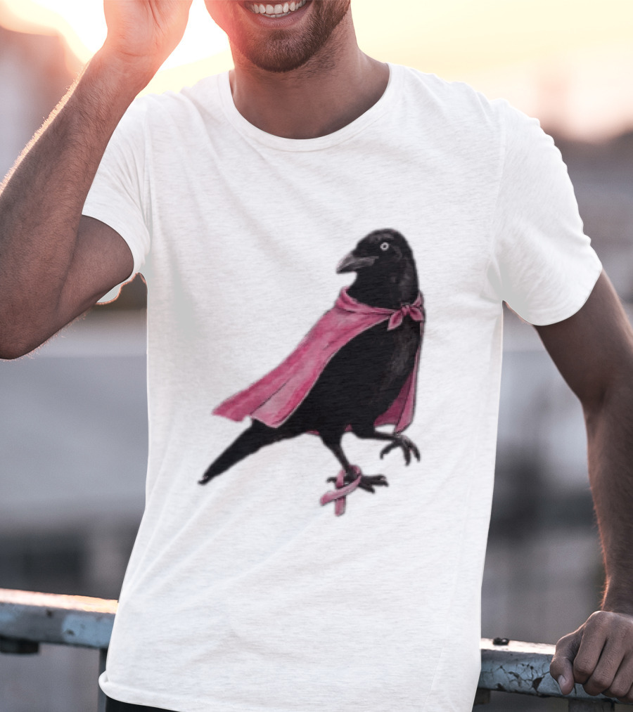 Breast Cancer Awareness Month Pink Ribbon Crow We Wear Pink In October T-Shirt