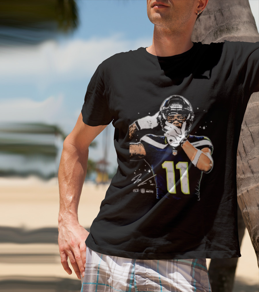 Geno Smith Seattle Seahawks Number 11 Pointing Gesture T-Shirt