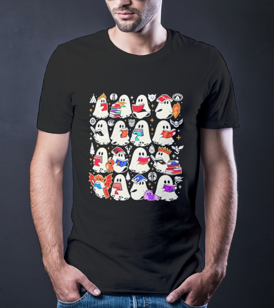 Ghosts Reading Books Halloween Costume Party T-Shirt