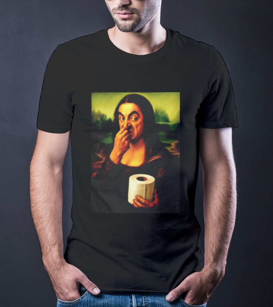 Rowan Atkinson Mona Lisa Nose Picking Toilet Roll Holding T-Shirt