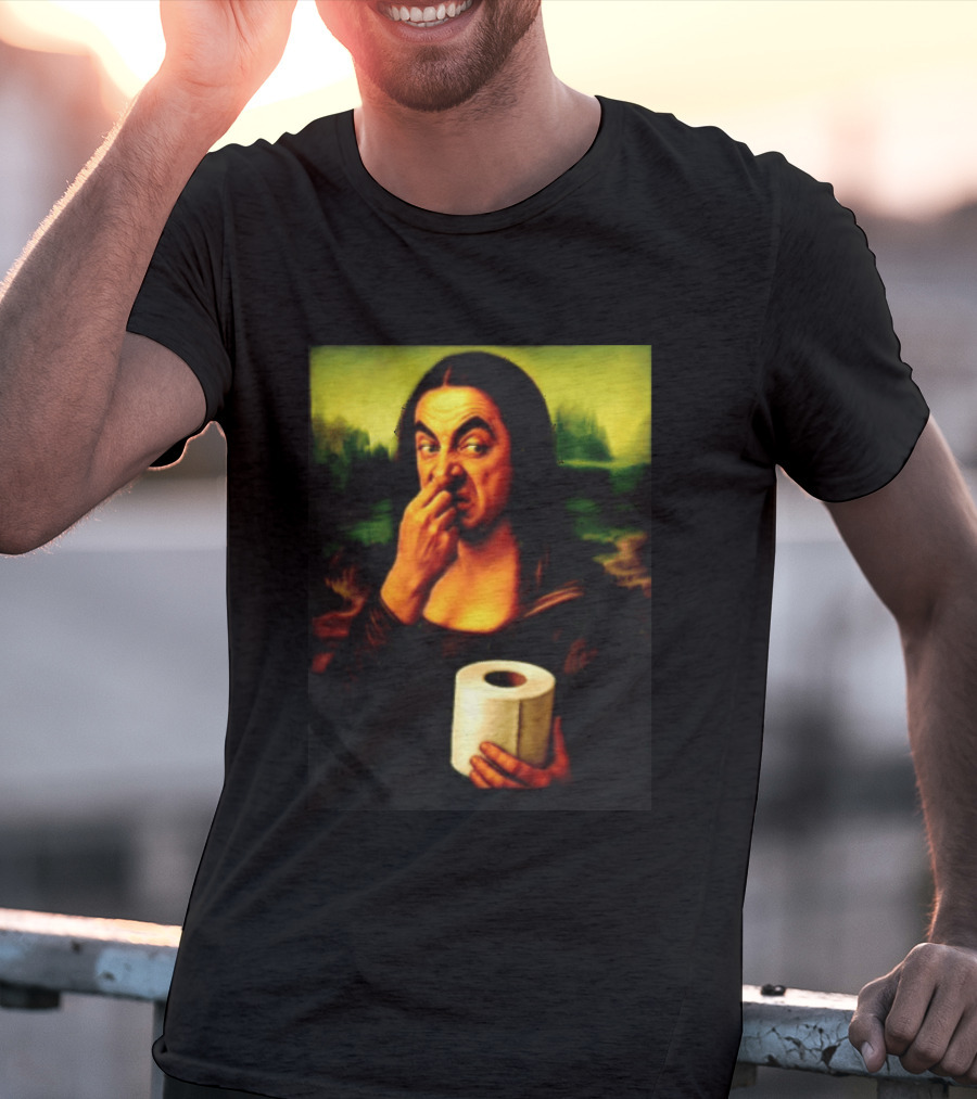 Rowan Atkinson Mona Lisa Nose Picking Toilet Roll Holding T-Shirt