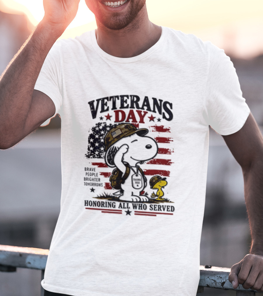 Snoopy Woodstock Veterans Day Some Gave All Peanuts Always Remember T-Shirt