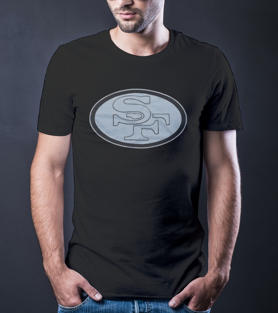 San Francisco 49ers SF Black Football Oval T-Shirt