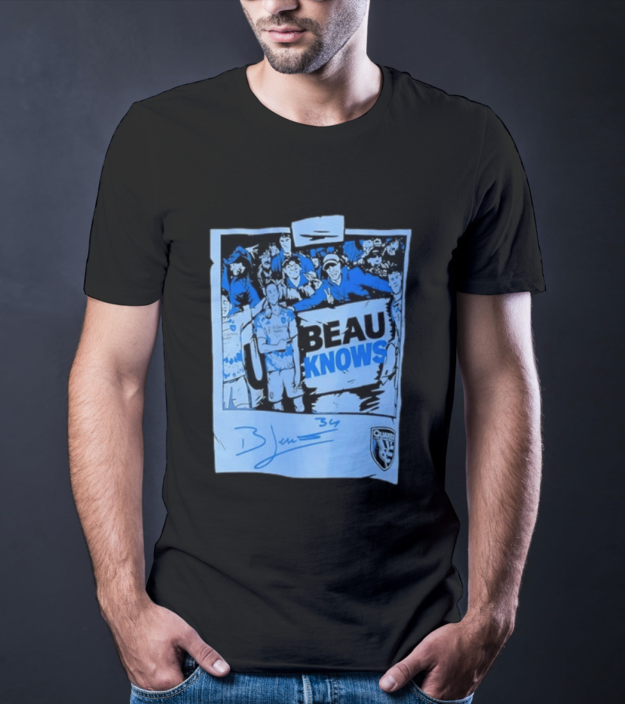 Beau Knows San Jose Earthquakes Soccer Fan Art Blue Signature T-Shirt