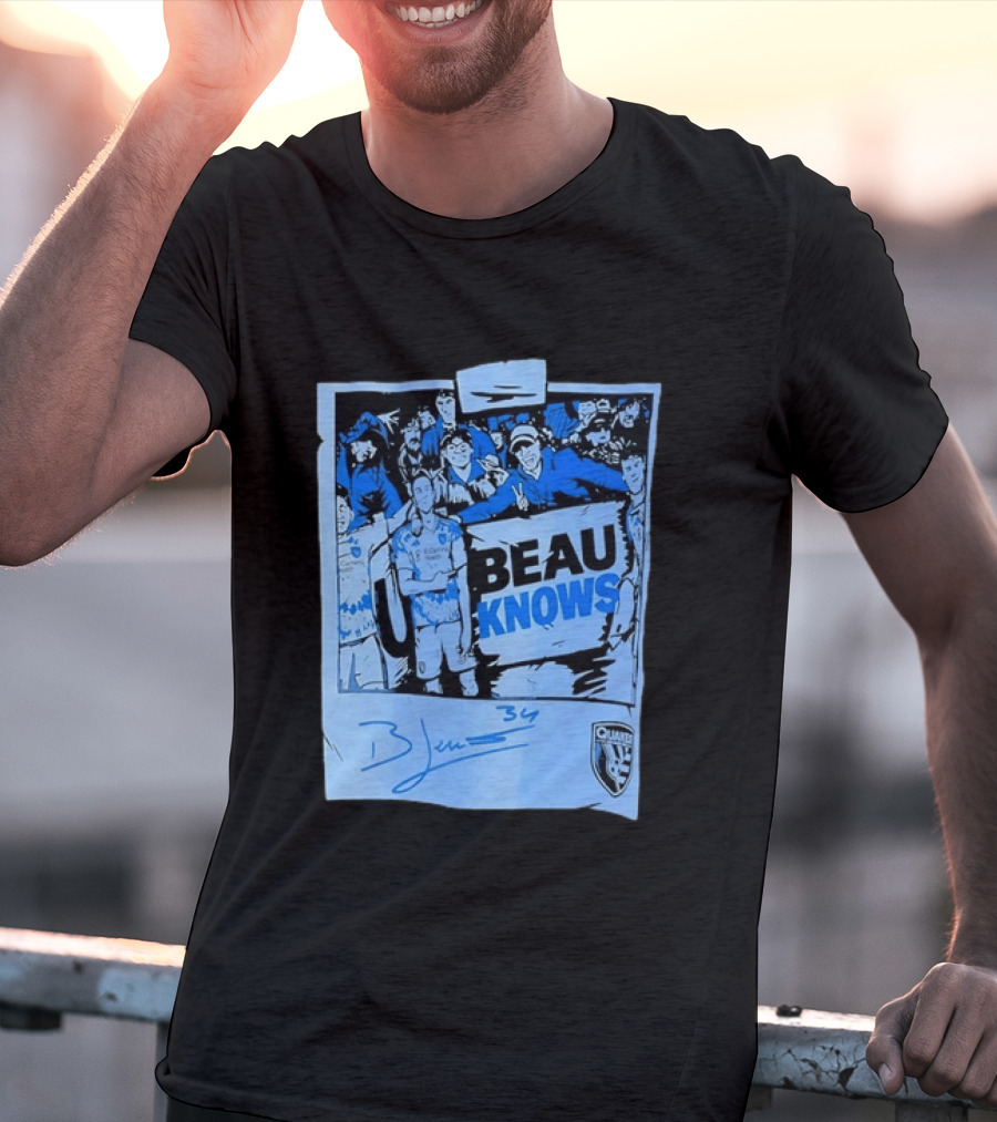 Beau Knows San Jose Earthquakes Soccer Fan Art Blue Signature T-Shirt