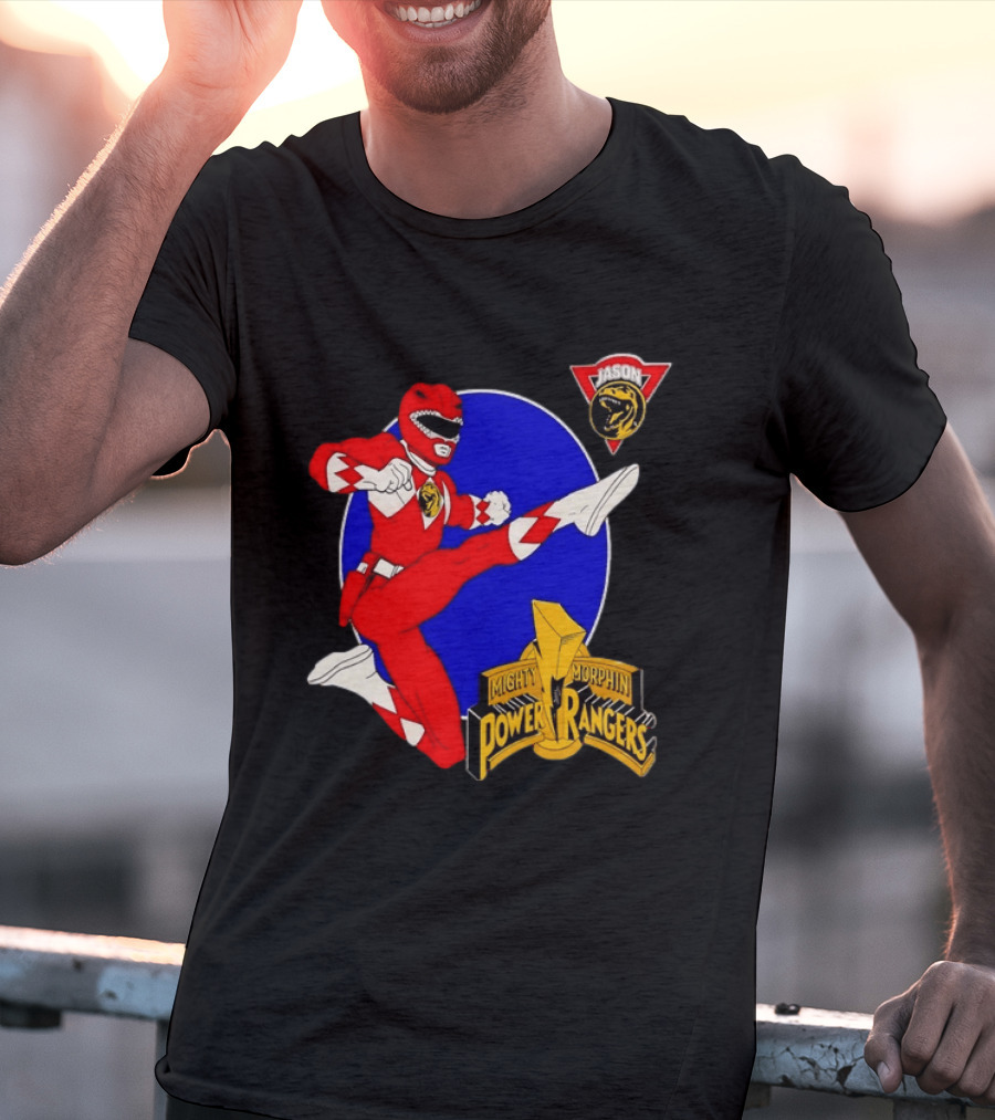Jason Red Ranger Mighty Morphin Power Rangers Iconic Kick Pose Lion T-Shirt