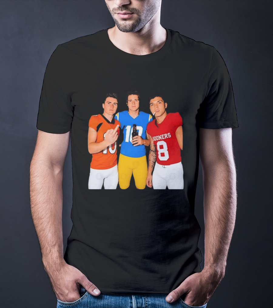 Bo Nix Justin Herbert Dillon Gabriel Football Players Gesture And Cigarette T-Shirt