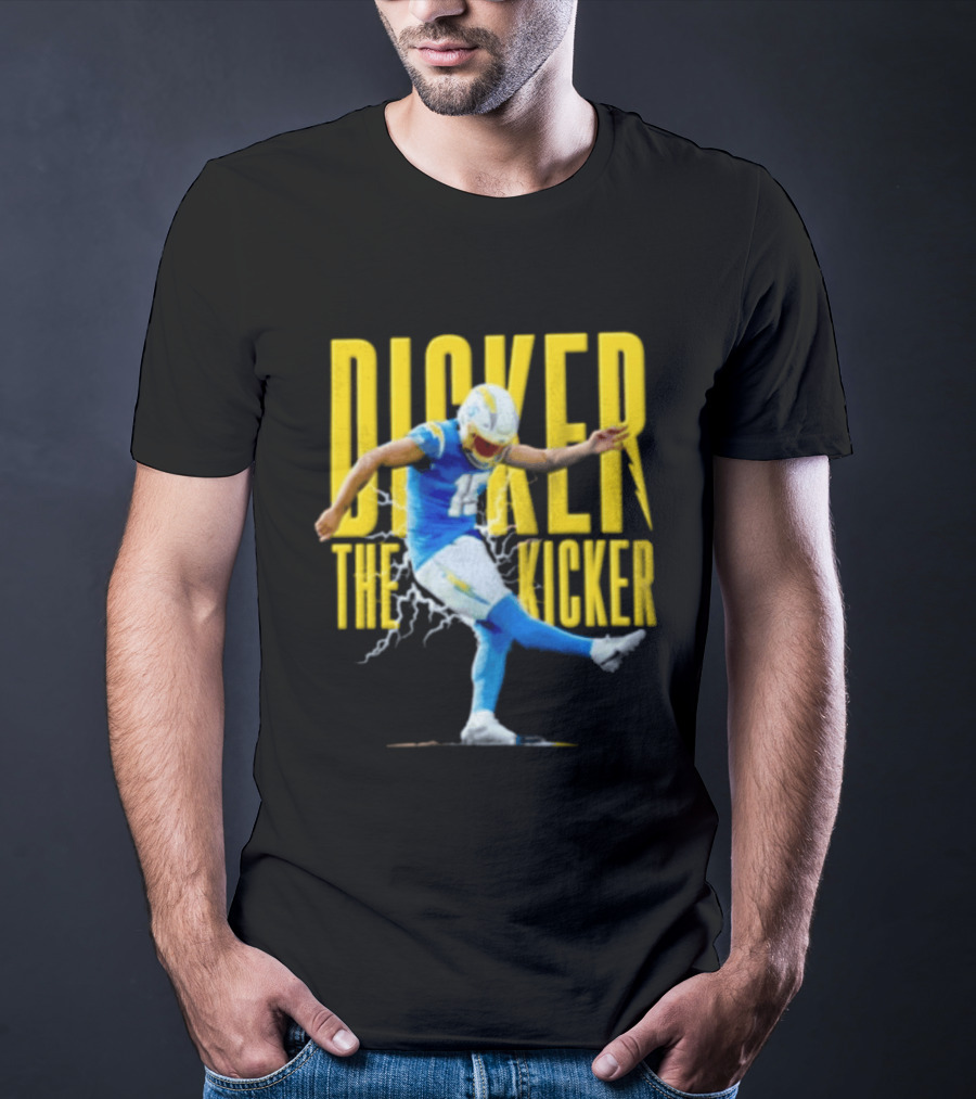 Cameron Dicker The Kicker Football Action Blue And Yellow T-Shirt