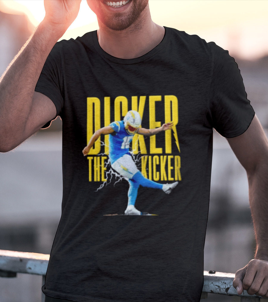 Cameron Dicker The Kicker Football Action Blue And Yellow T-Shirt