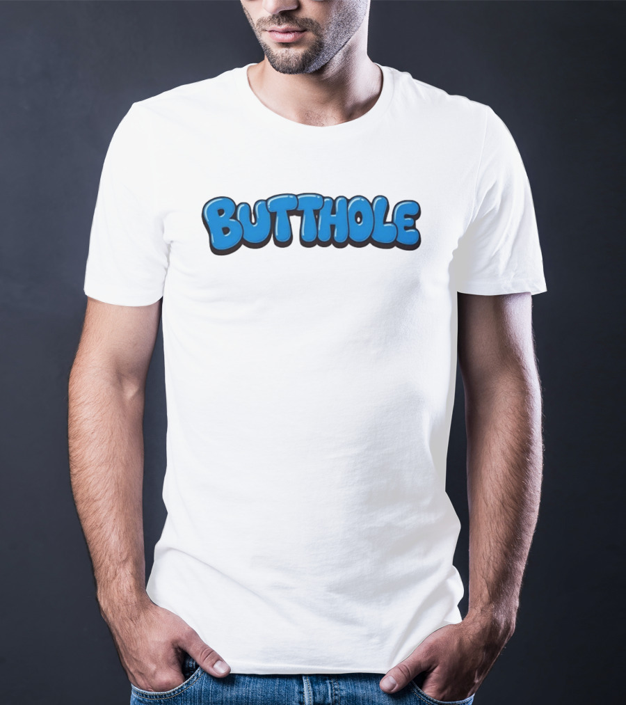 Butthole Bubble Letter Graffiti Blue T-Shirt