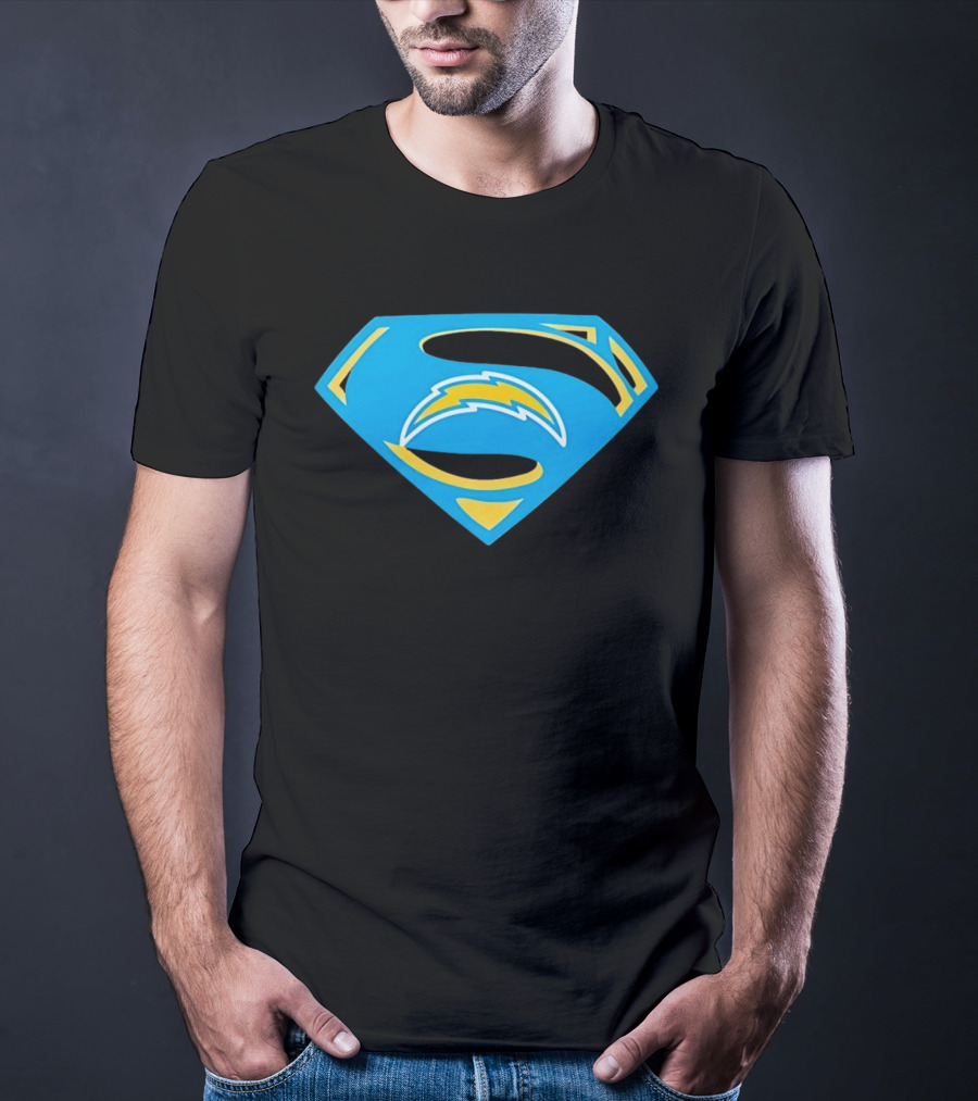 Los Angeles Chargers Superman Logo NFL Football Fan Gear T-Shirt