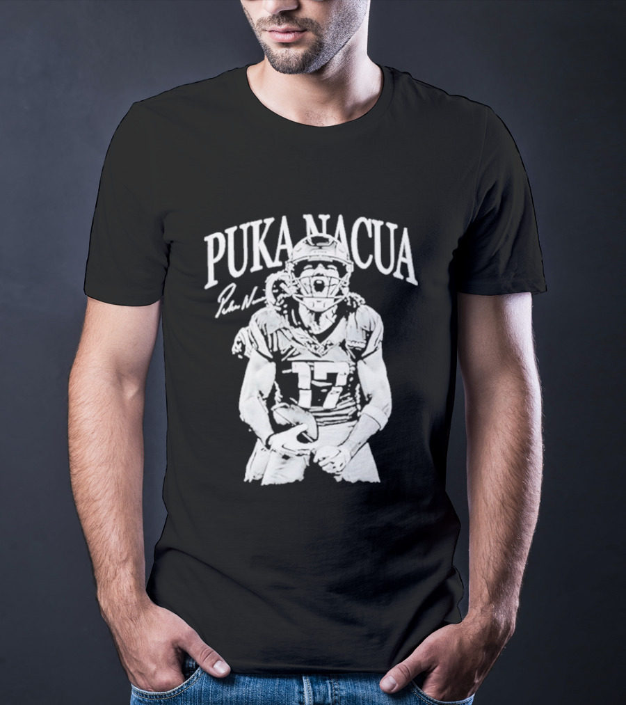 Los Angeles Rams Puka Nacua Number 17 NFL Player Signature T-Shirt