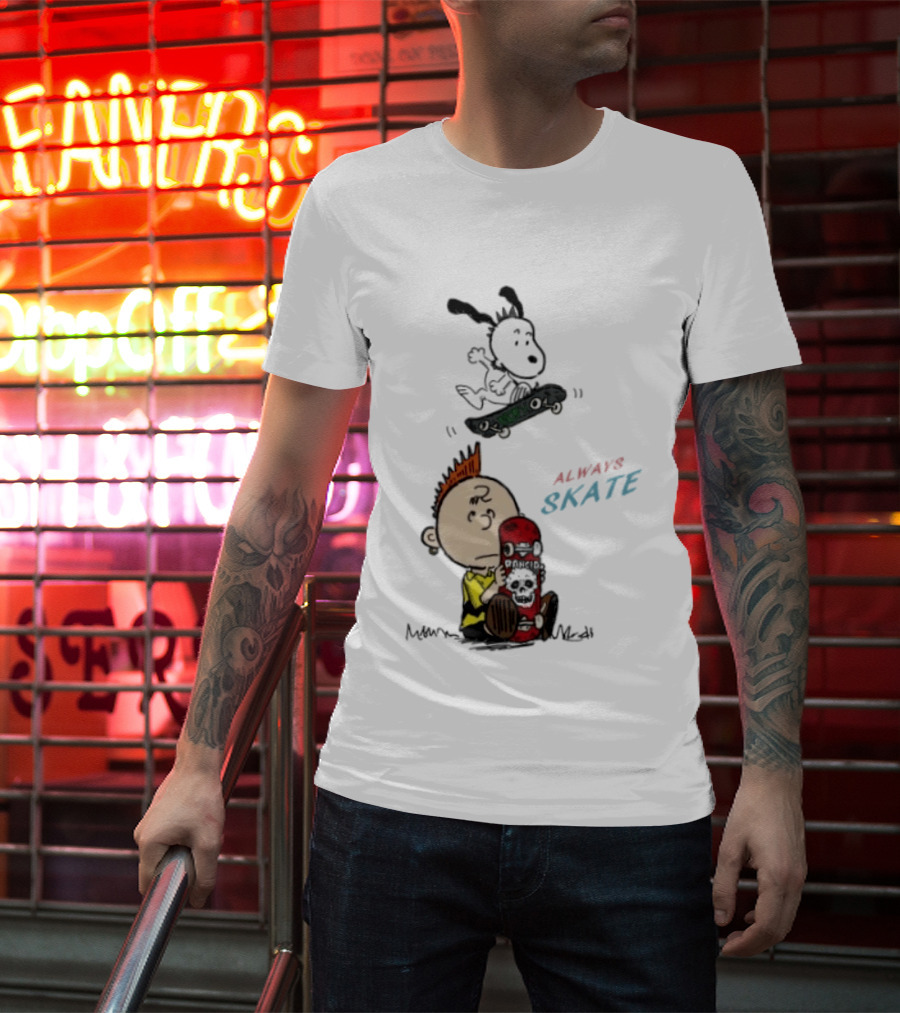 Charlie Brown Snoopy Always Skate NOFX Rancid T-Shirt
