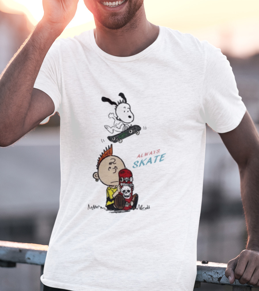 Charlie Brown Snoopy Always Skate NOFX Rancid T-Shirt