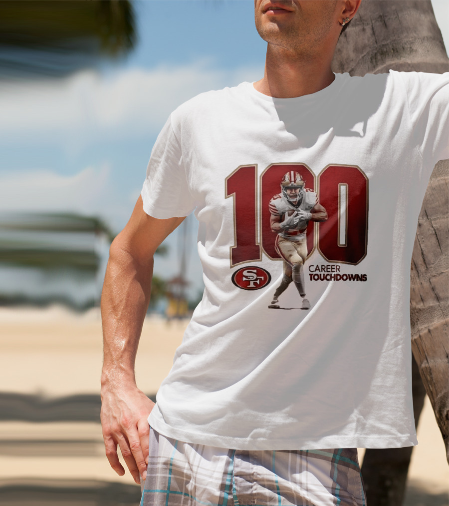 Christian McCaffrey 49ers 100 Career Touchdowns T-Shirt