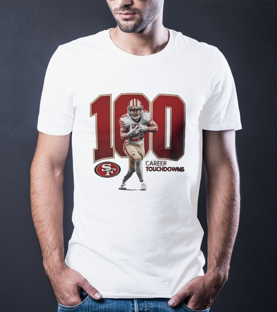 Christian McCaffrey 49ers 100 Career Touchdowns T-Shirt