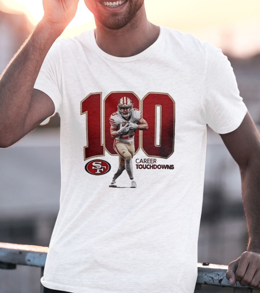 Christian McCaffrey 49ers 100 Career Touchdowns T-Shirt