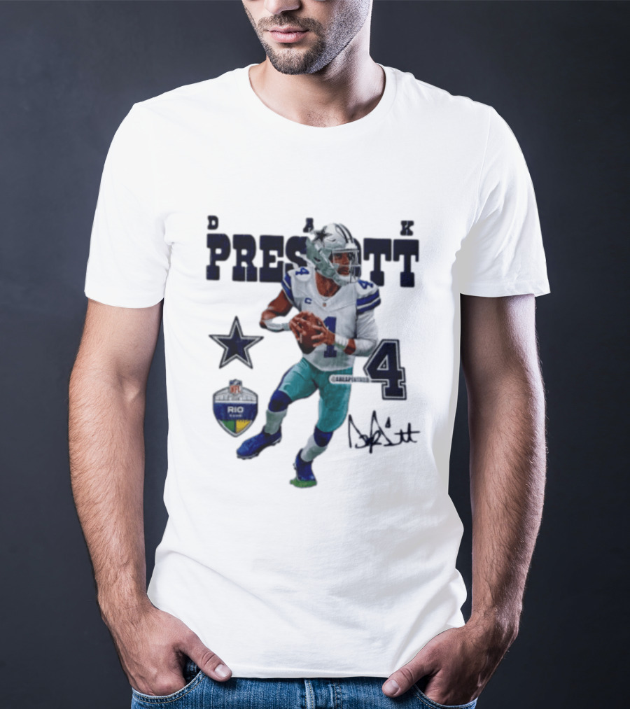 Dak Prescott Dallas Cowboys Quarterback 2026 Football Star Number 4 T-Shirt