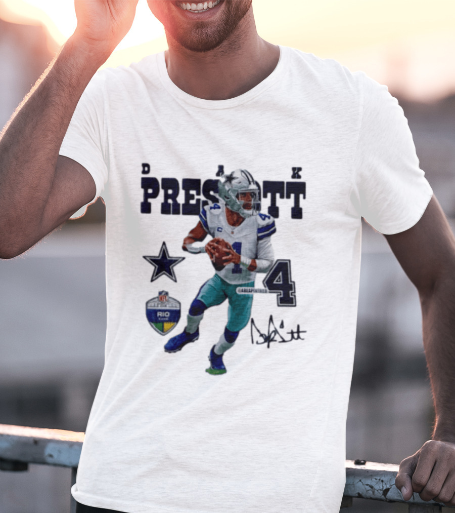 Dak Prescott Dallas Cowboys Quarterback 2026 Football Star Number 4 T-Shirt